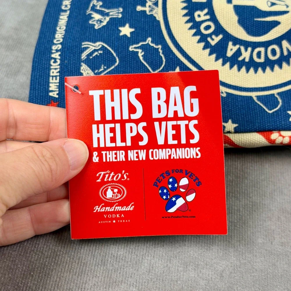 Tito's Handmade Vodka For Dog People Pets For Vets Canvas Bottle Gift Bag 3 Pack